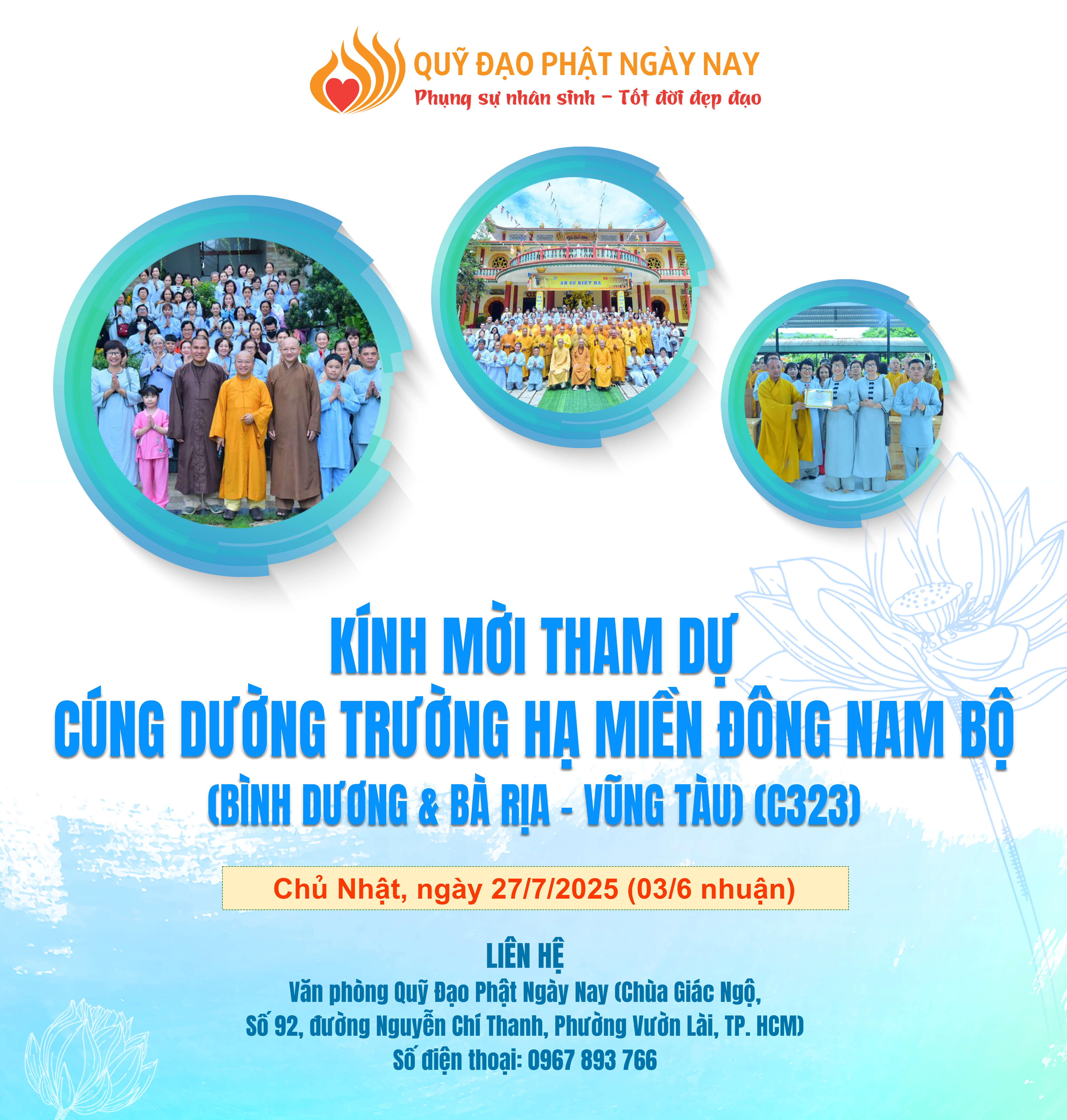 THƯ MỜI THAM DỰ CÚNG DƯỜNG TRƯỜNG HẠ MIỀN ĐÔNG NAM BỘ  (BÌNH DƯƠNG,  BÀ RỊA – VŨNG TÀU) (C323)